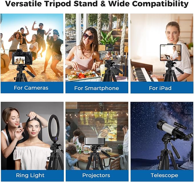 75" Camera Tripod, Heavy Duty Aluminum Camera Stand - Image 2