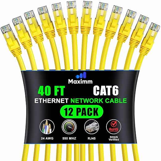 Maximm Cat 6 Ethernet Cable - 40 ft - High-Speed LAN by MaximmCable
