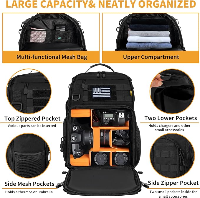 TORIBIO Camera Backpack for DSLR/SLR/Mirrorless Photography Camera, - Image 6