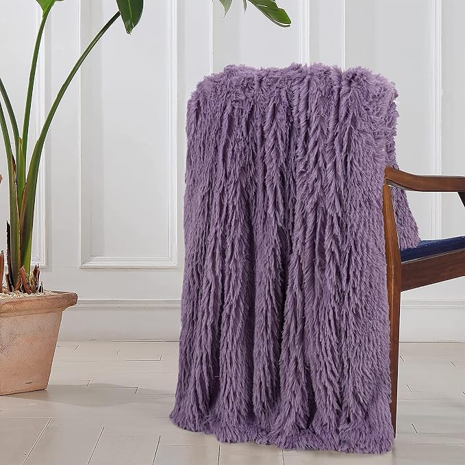 Tuddrom Decorative Extra Soft Fuzzy Faux Fur Throw Blanket 50" x 60", Solid - Image 5