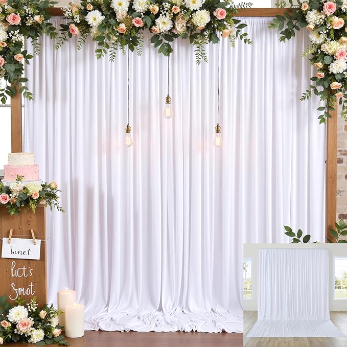 12ft x 10ft White Backdrop Curtains - Image 9