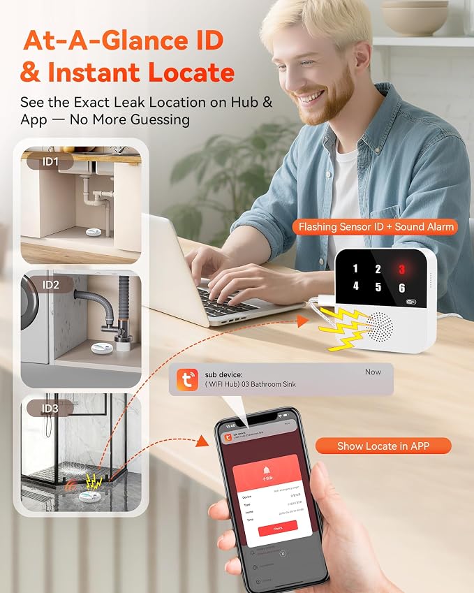 PILSAMAS WIFI Water Leak Detector 4-Pack + Samrt Hub - Image 4