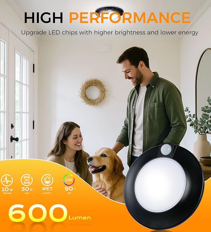 CLOUDY BAY Motion Sensor Ceiling Light Indoor, 120V CRI90 10W 5000K Bright Day - Image 4