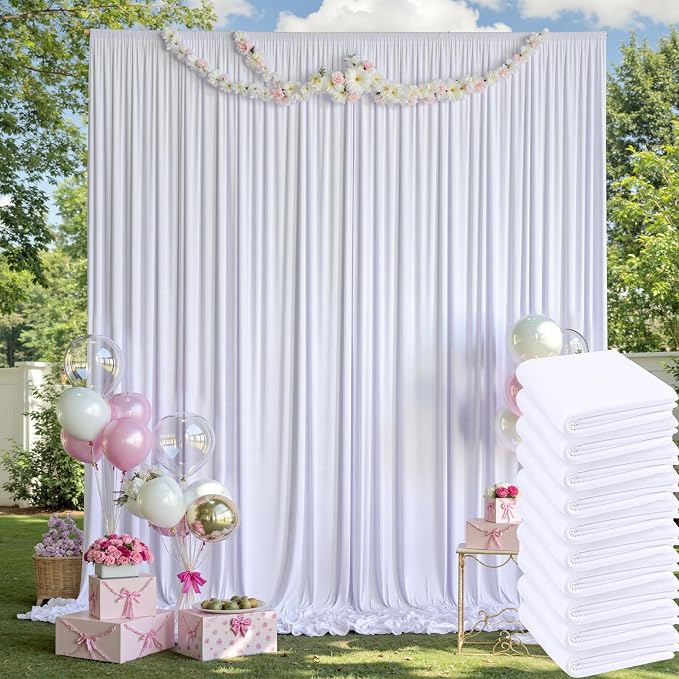 50ft x 14ft Wrinkle Free White Backdrop Curtains - Image 2