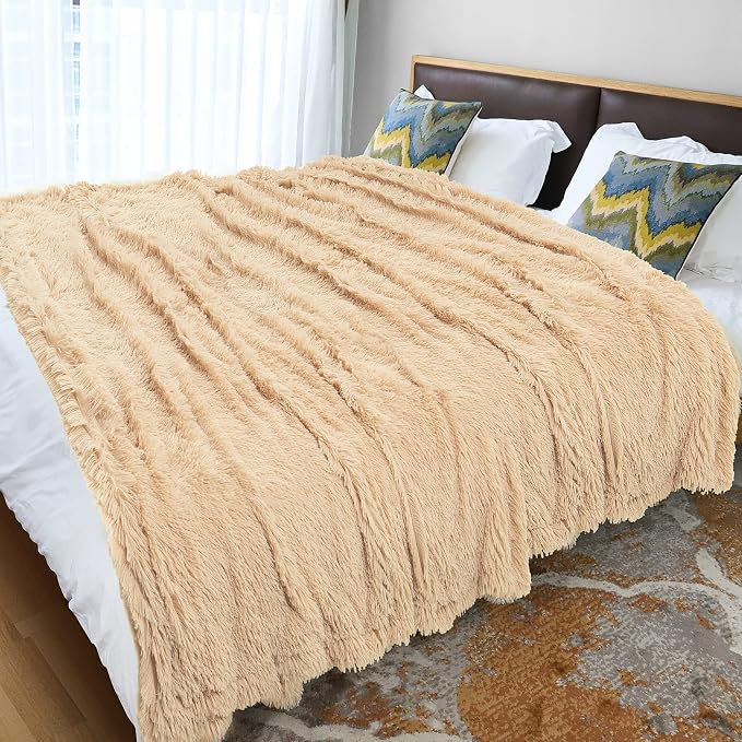 Tuddrom Decorative Extra Soft Faux Fur Blanket Twin Size 70" x 78", Solid - Image 7