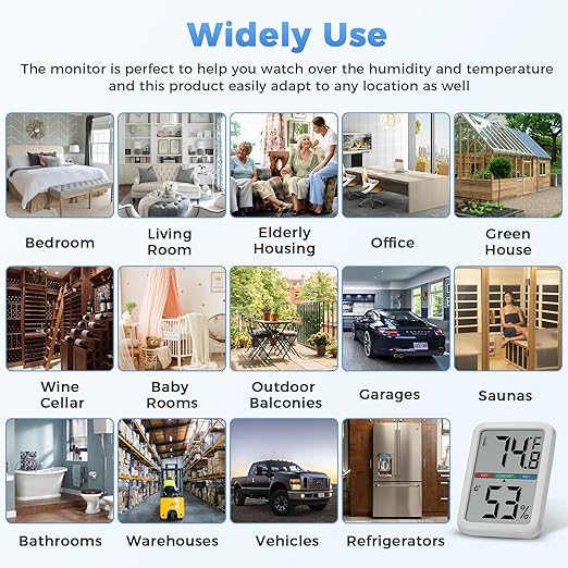 Digital Thermometer Hygrometer, Large LCD Screen Room Thermometer Temperature - Image 7