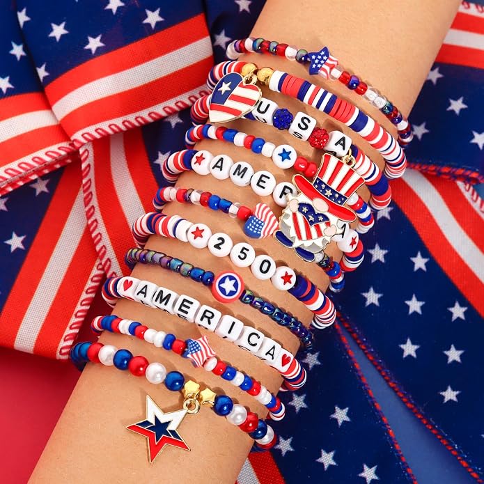 Independence Day Bracelets for Women, 4th of July Accessories USA Patriotic 250 - Image 5