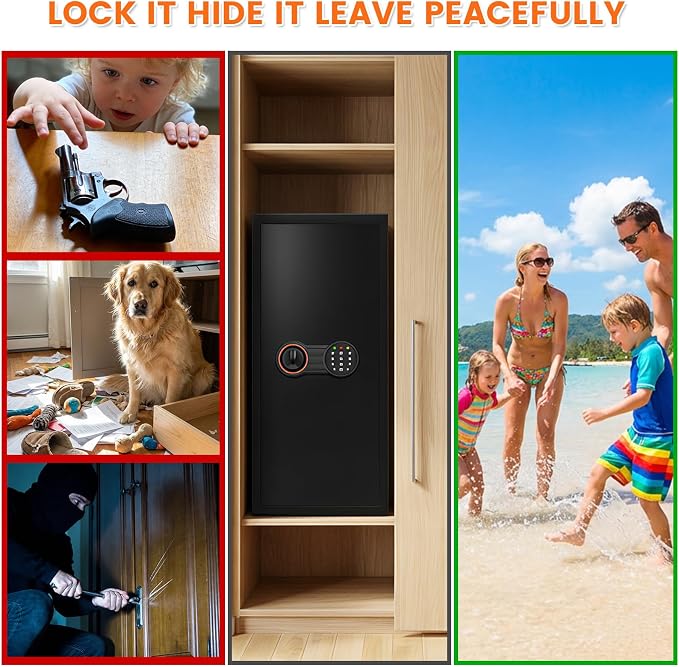 31.5"H Large Safe Box with Inner Lock Box, Slim Design Home Safe with - Image 8