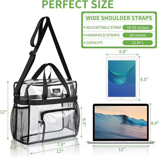 MAY TREE Clear Bag for Stadium Events, 12×5.5×12 Clear Tote Lunch Bag - Image 2