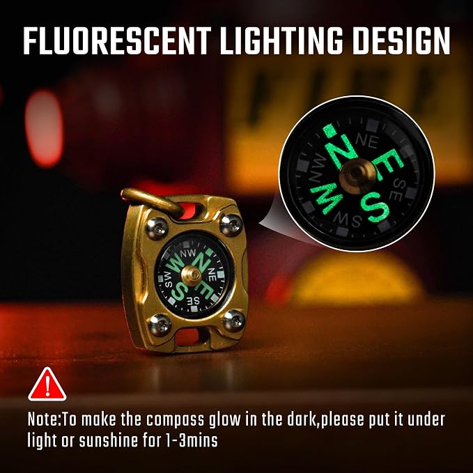 MecArmy Mini Titanium/Brass Compass, Waterproof IPX5 Pocket Compass - Image 2