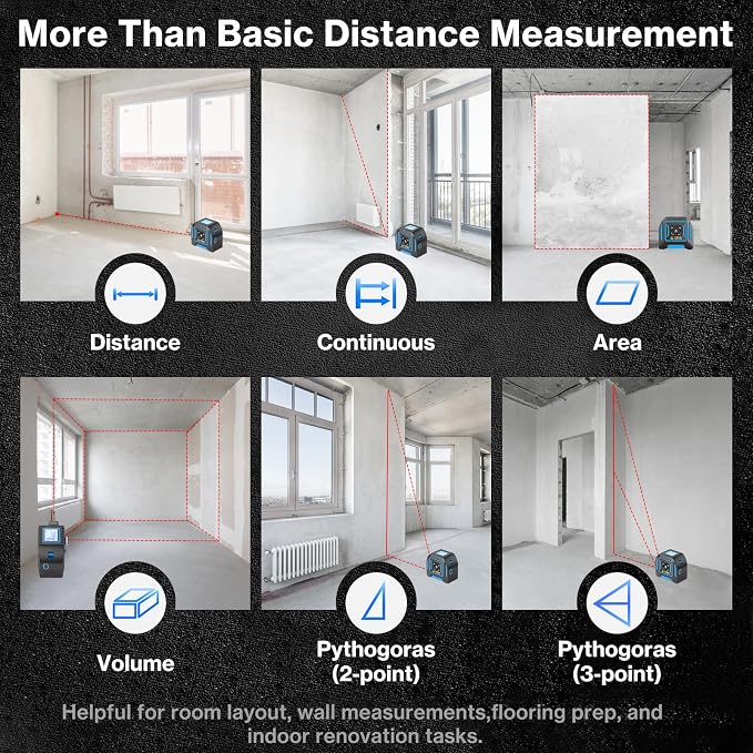 2-in-1 Laser Tape Measure, 130 Ft Laser Distance Meter and 16 Ft Self-Locking - Image 5