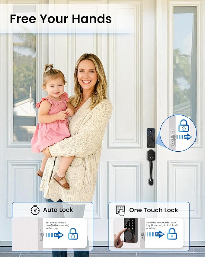 Smart Deadbolt Lock Set, Fingerprint 5-in-1 Keyless Entry Door Lock - Image 5