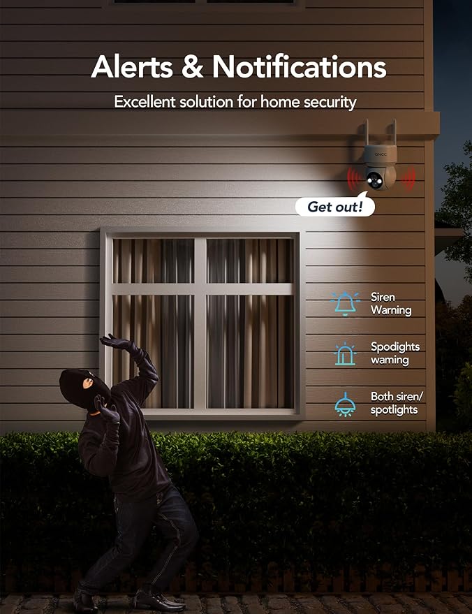 GNCC Solar Security Cameras Wireless Outdoor 2.4G WiFi, 360° View, - Image 5