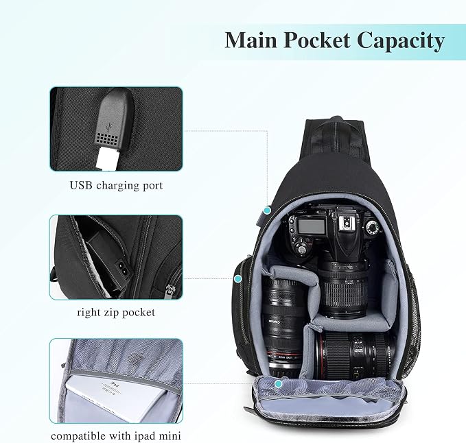 BAIGIO Camera Sling Bag Small Camera Backpack - Image 4
