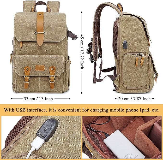 UBAYMAX Camera Backpack, DSLR SLR Waterproof Canvas Camera Bags Rucksack 15.6 - Image 3