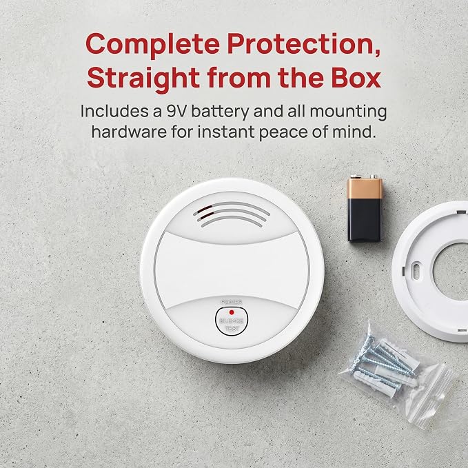 2 Pack Photoelectric Smoke Detector, 10-Year Battery Operated Fire Alarm - Image 3