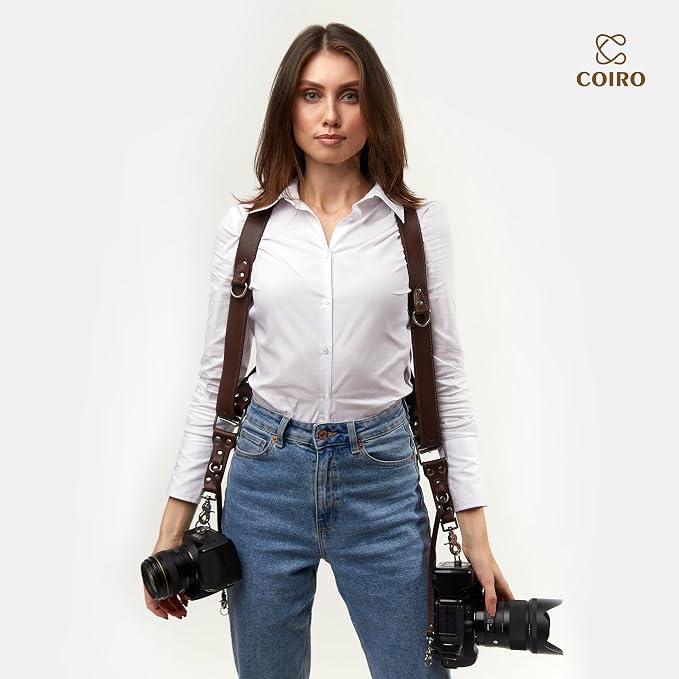 C Coiro Dual Camera Harness Shoulder Leather Camera Strap - Image 6