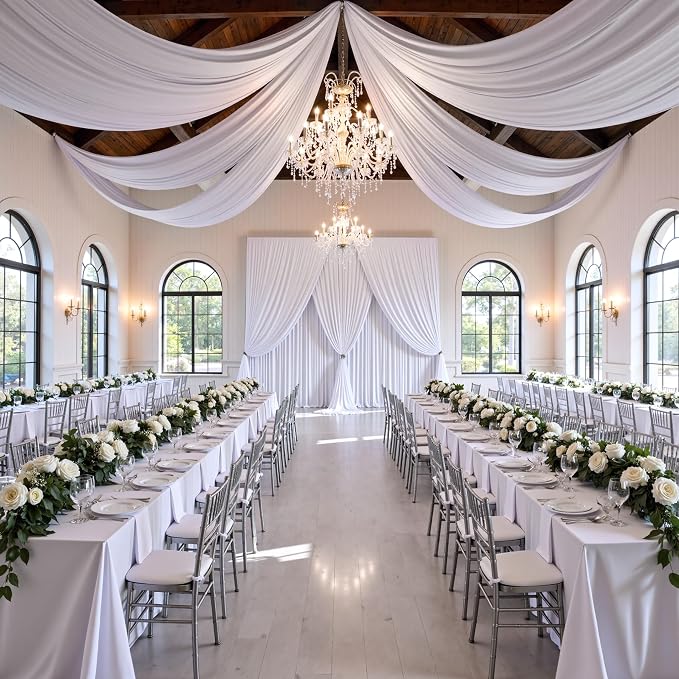 50ft x 15ft White Backdrop Curtains - Image 7