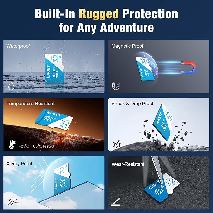 EAGET 5-Pack 32GB TF Memory Card Up to 100MB/s Read 30MB/s Write - Image 5