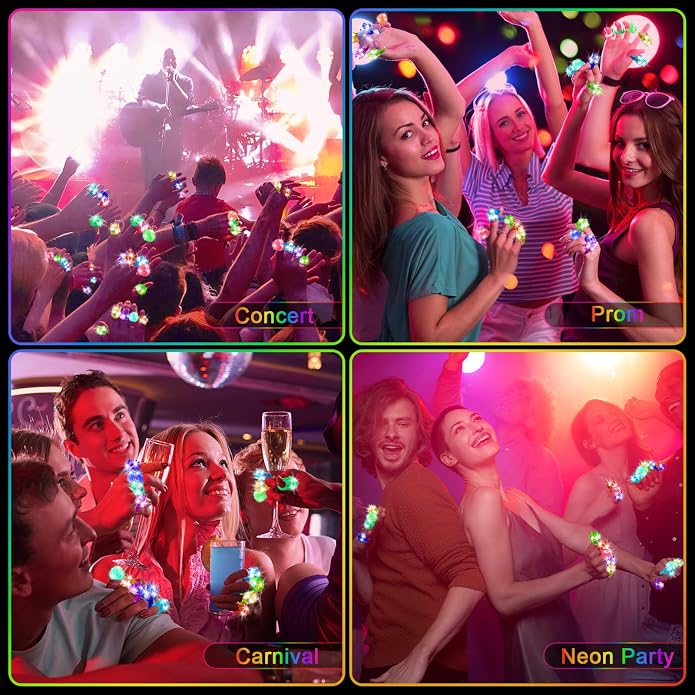 OLUPP Light Up Rings, Glow In The Dark Party Supplies, 6 Style Flashing Glow In - Image 5