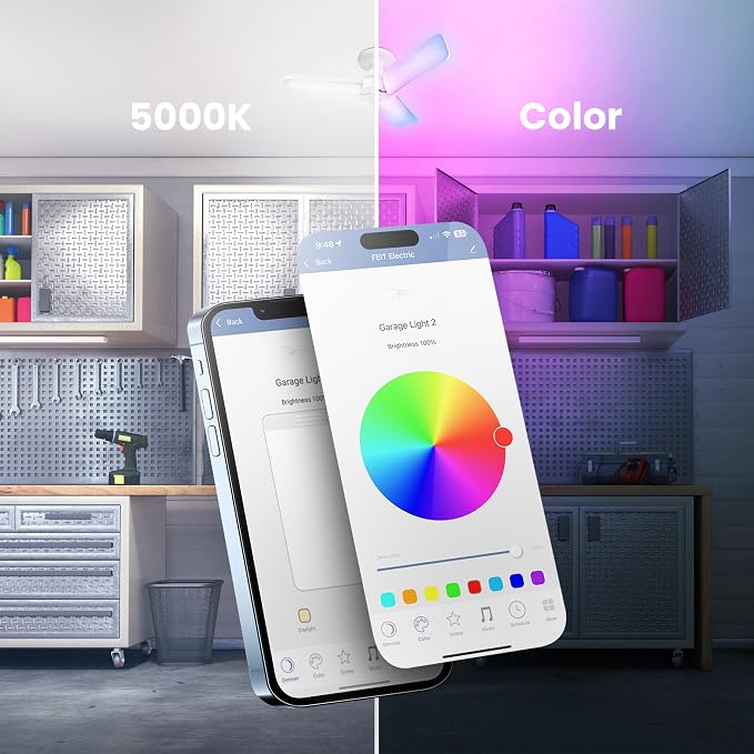 Feit Electric Smart LED Garage Light, 4000 Lumens RGBW Color Changing - Image 4