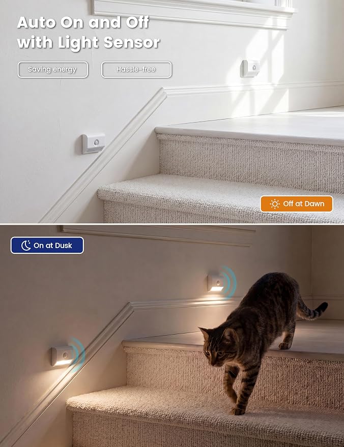 VOLISUN Rechargeable Motion Sensor Night Light, 3 Colors Temperature Stair - Image 5