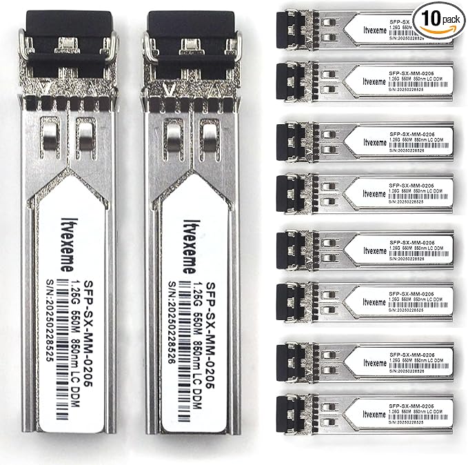 10 Pack 1.25G Multimode SFP LC Module, 1000Base-SX Gigabit Fiber Transceiver by Unknown