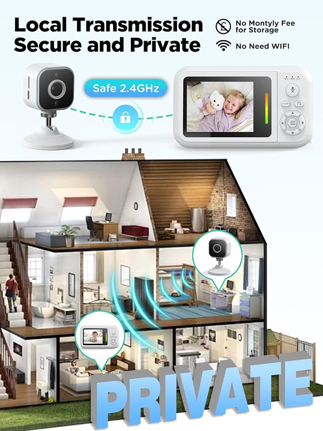 NUOTUN Baby Monitor with Camera and Audio, Baby Monitor No Wifi with Clip - Image 7