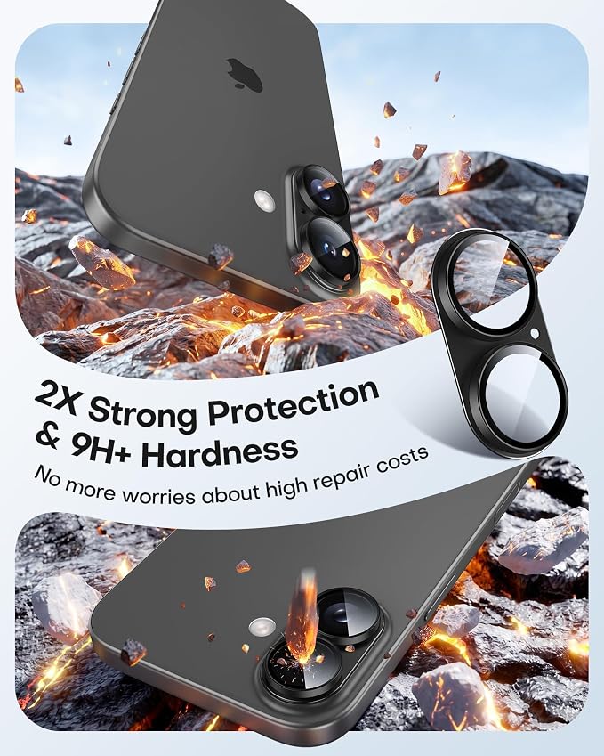 TAURI 2 Pack for iPhone 17 Camera Lens Protector, Full Coverage Military-Grade - Image 3