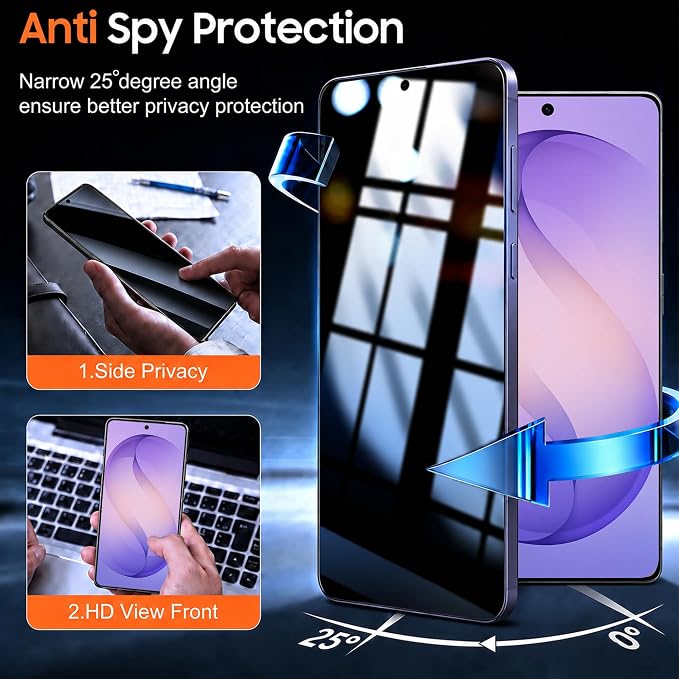 2+2 Pack for Galaxy S26 Privacy Screen Protector and Lens Protector, Ultrasonic - Image 3