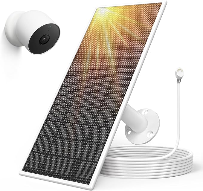 Solar Panel for Google Nest Camera Outdoor or Indoor, 5V 5W Solar Power Charger by Aiobuvr