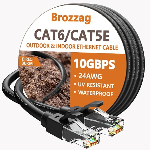 Ethernet Cable 15ft For Cat6/Cat5E, 10Gbps Compatible by Brozzag