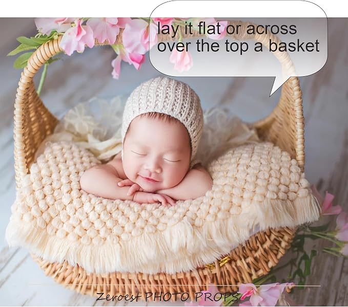 Zeroest Baby Photography Props Basket Braid Wool Wrap Newborn Photo Shoot - Image 4