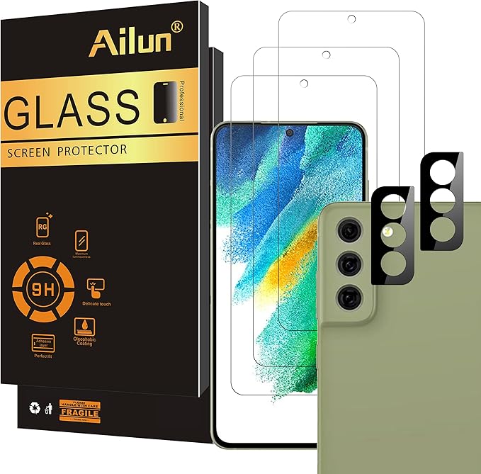 Ailun Glass Screen Protector for Galaxy S21fe 3Pack + 2Pack Camera Lens by Ailun