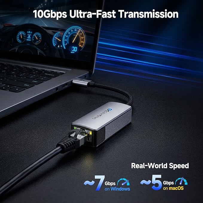 Cable Matters USB C to 10Gb Ethernet Adapter, 10GbE Type C to Ethernet Adapter - Image 2