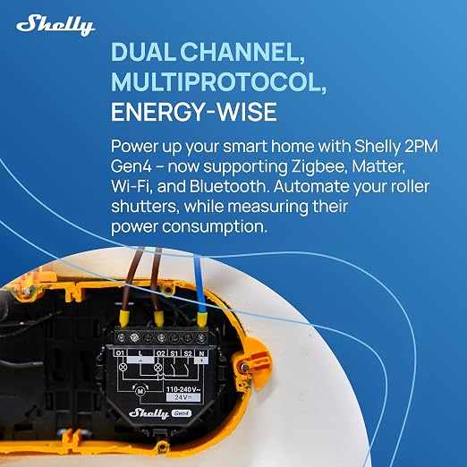 Shelly 2PM Gen4 | Wi-Fi, Zigbee & Matter 2-Channel Smart Relay Switch - Image 4