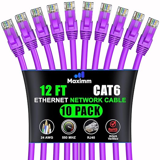 Maximm Cat 6 Ethernet Cable 12 ft by MaximmCable