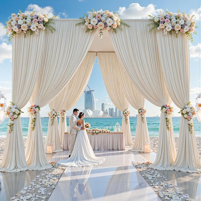 10ft x 15ft Beige Backdrop Curtains - Image 4
