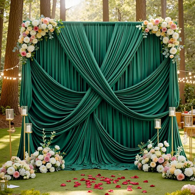 20ft x 12ft Wrinkle Free Hunter Green Backdrop Curtains - Image 8