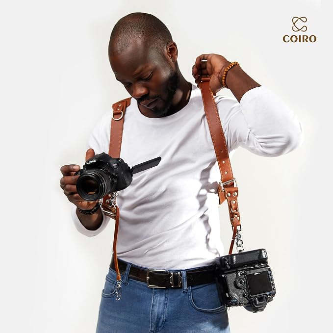 C Coiro Dual Camera Harness Shoulder Leather Camera Strap - Image 6