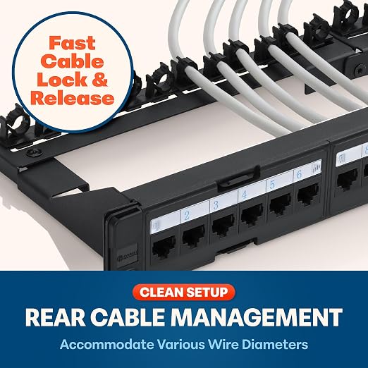 Everest RJ45 24 Port Cat6 / 6A Patch Panel – Modular 6-Port Removable Panels - Image 5