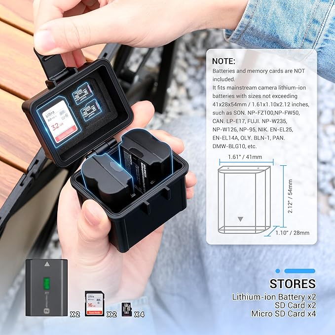 JJC Portable Camera Battery Memory Card Case, Battery Holder Organizer Box - Image 2