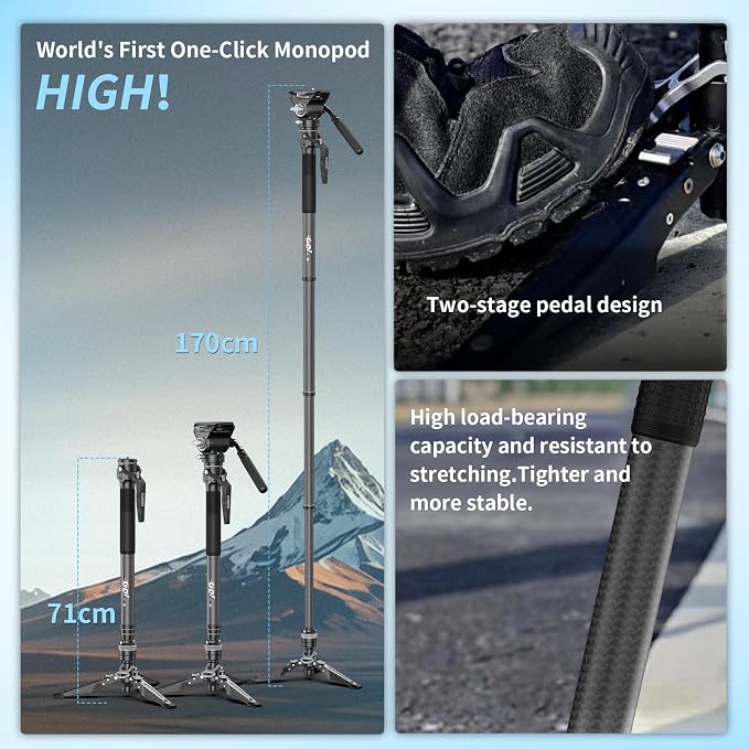 COMAN M1V5 Camera Monopod, One-Click Lifting Monopod - Image 4