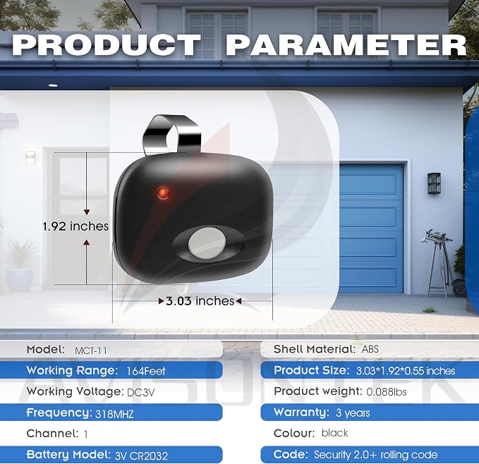Avisontek 3-Pack for Linear Garage Door Opener Remote MCT-11 Megacode, LD033 - Image 7