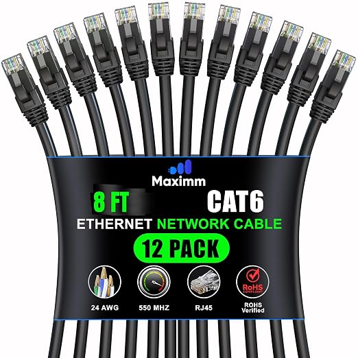 Maximm Cat 6 Ethernet Cable - 8 ft - High-Speed LAN by MaximmCable
