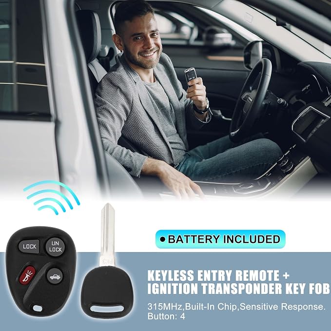 X AUTOHAUX 315MHz KOBLEAR1XT Keyless Entry Remote Ignition Transponder Key Fob - Image 2