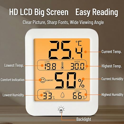 Digital Thermometer Hygrometer for Home, Indoor Room Temperature Humidity - Image 2