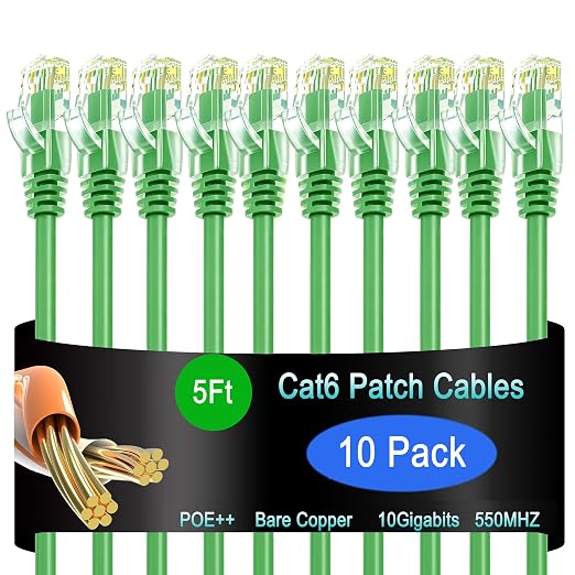 Cat6 Ethernet Patch Cable 5 ft, Cat6 Patch Cable by Lysymixs