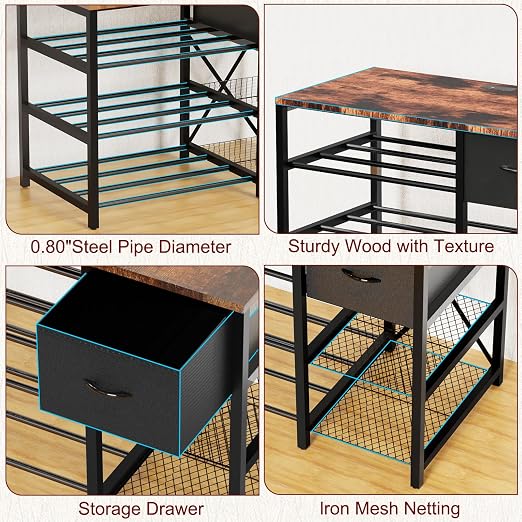 3D Printer Stand with Filament Storage Rack, 3D Printer Table with Power Outlet - Image 4