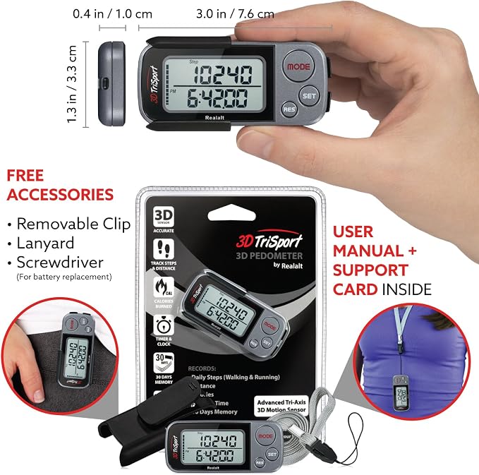 Realalt 3DTriSport 3D Walking Pedometer - Image 4